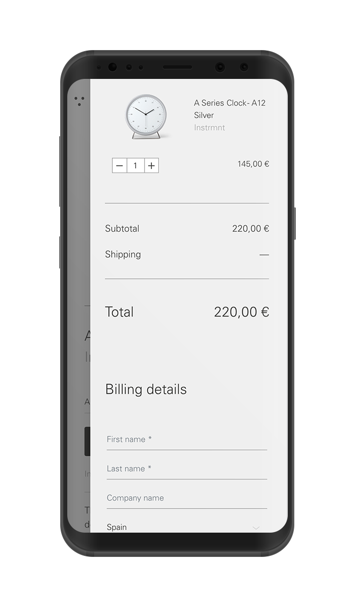 Diseño móvil checkout